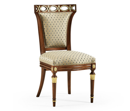 Sokol Medium Walnut Side Chair Upholstered in COM None distressing