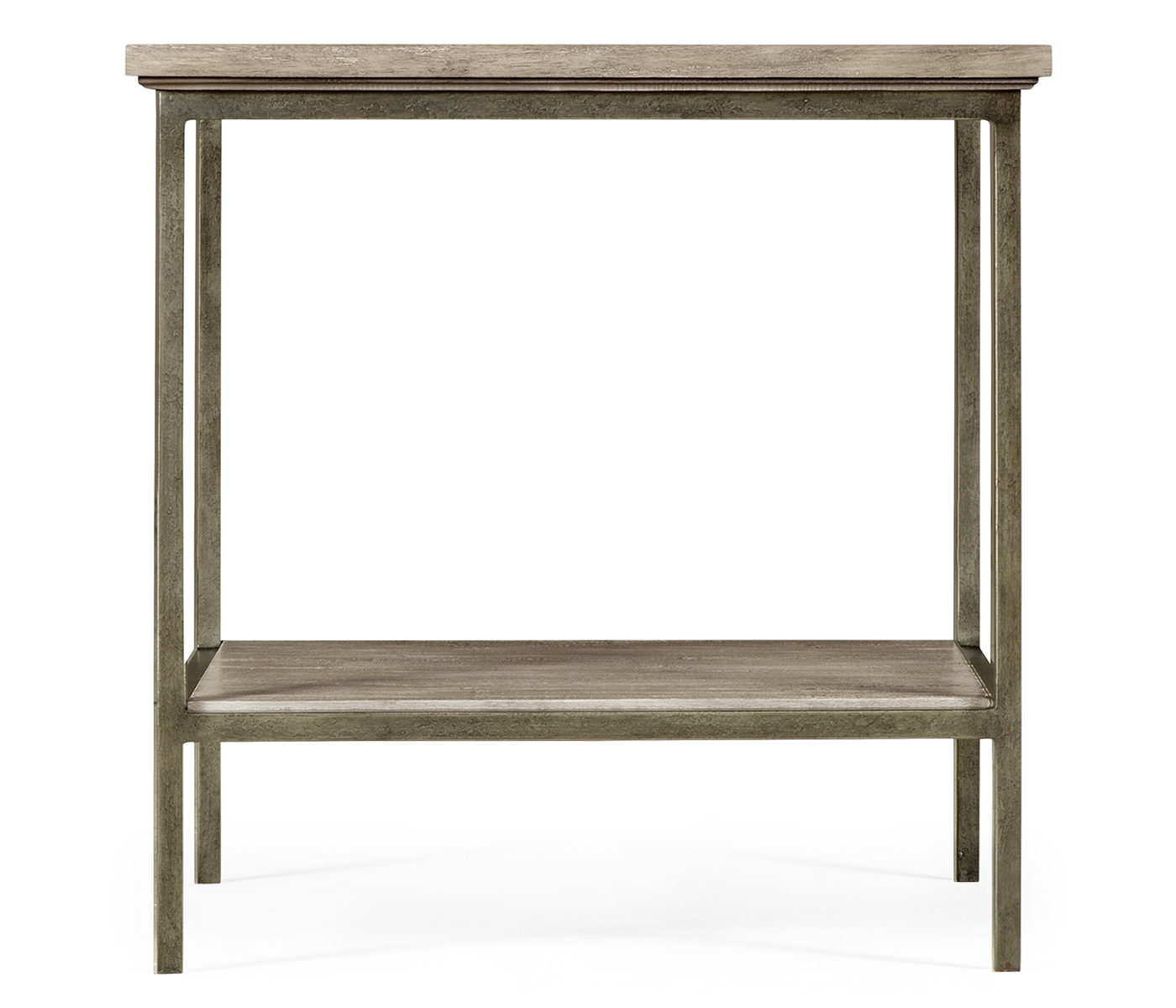 Rustic Grey Square End Table with Iron Base