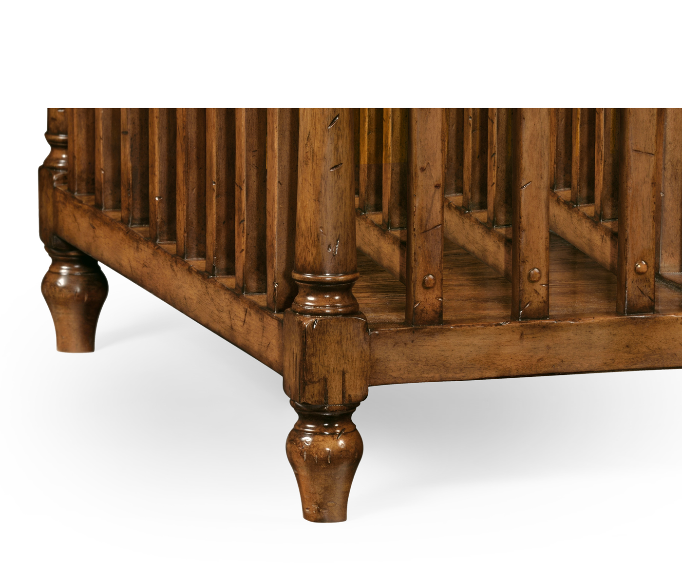 Country Walnut Rectangular Coffee Table with Magazine Rack