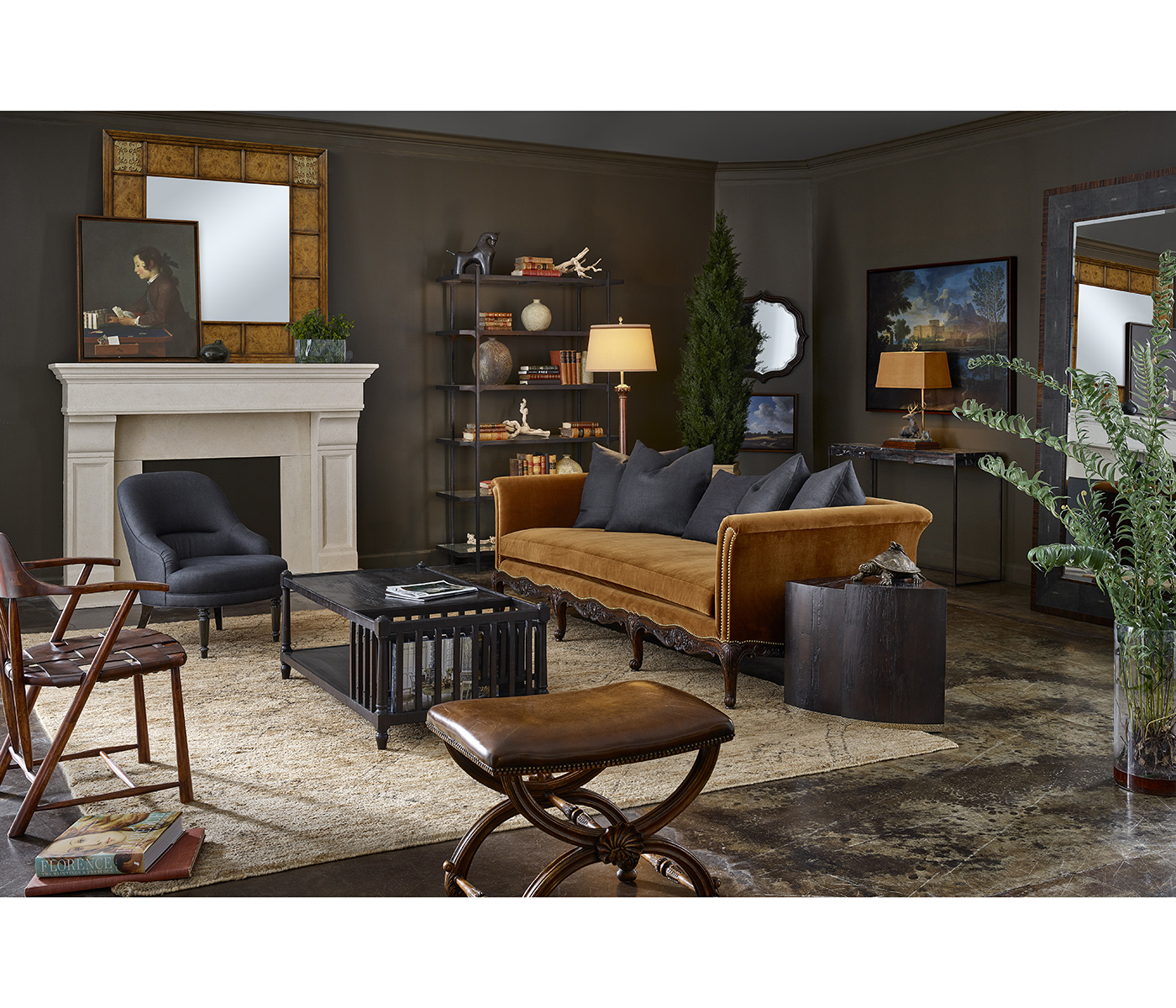 Country Walnut Rectangular Coffee Table with Magazine Rack