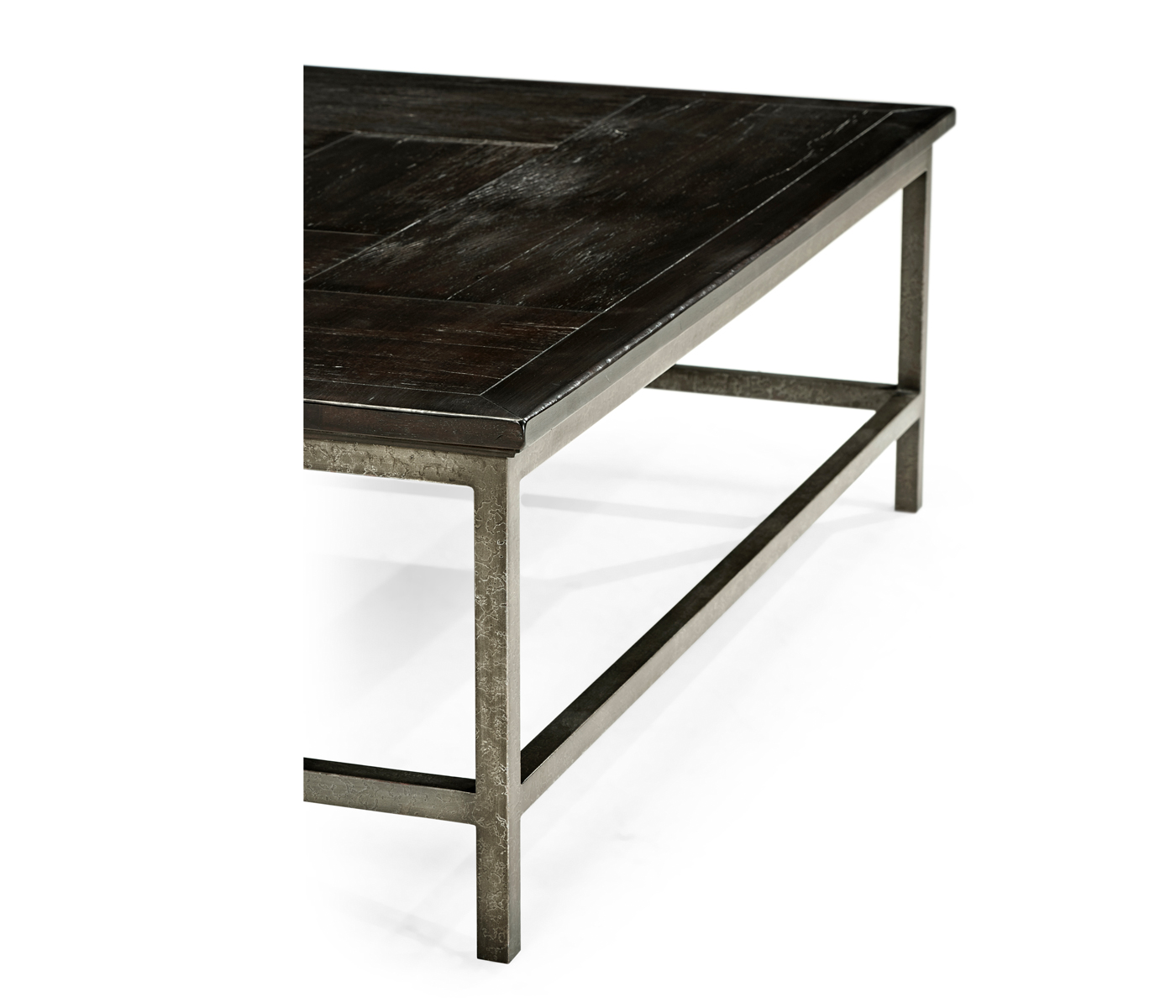 Dark Ale Square Coffee Table with Iron Base