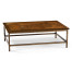Country Walnut Rectangular Coffee Table with Iron Base
