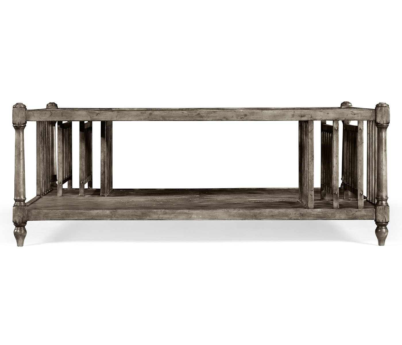Antique Dark Grey Square Coffee Table with Magazine Rack