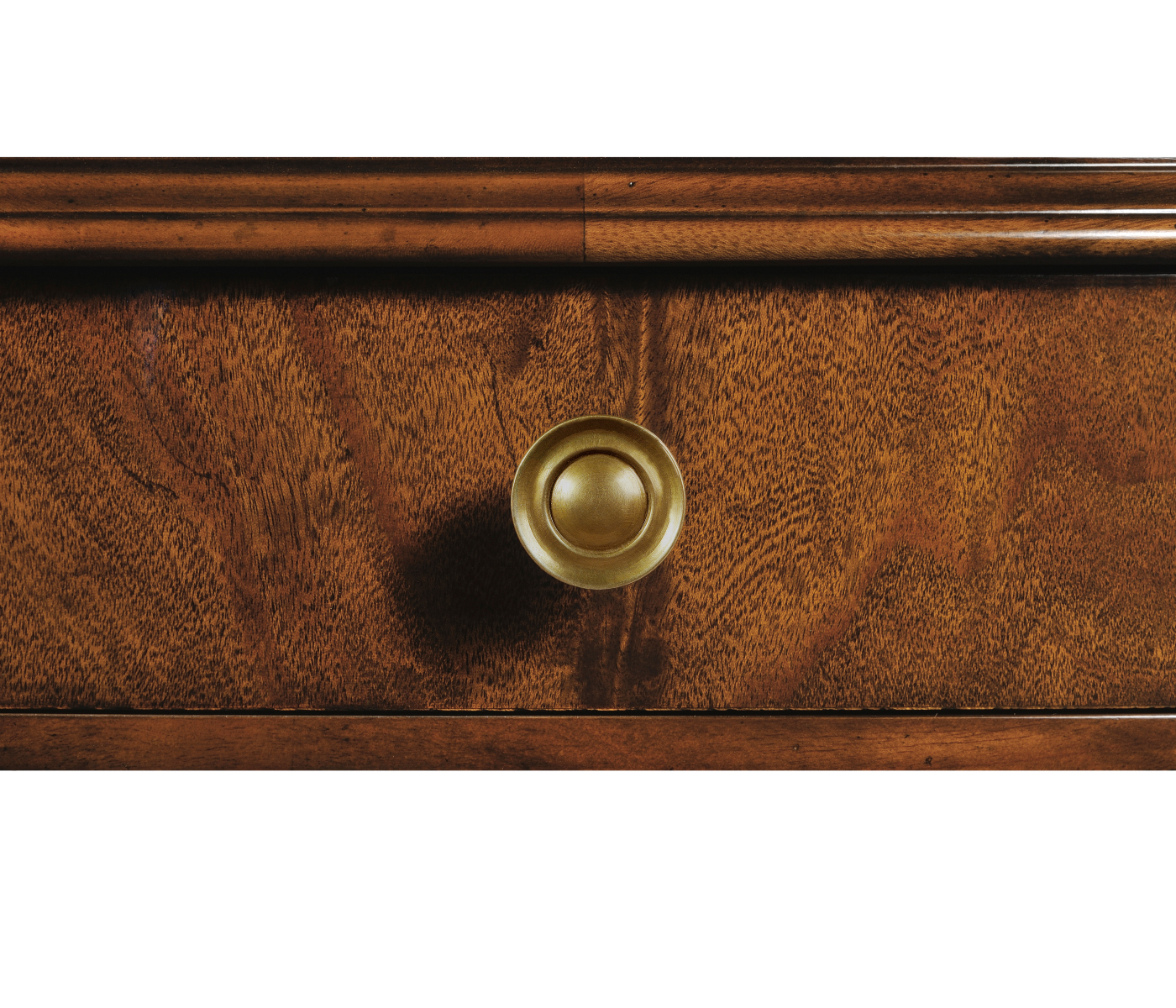 Demilune console table of drawer in antique mahogany