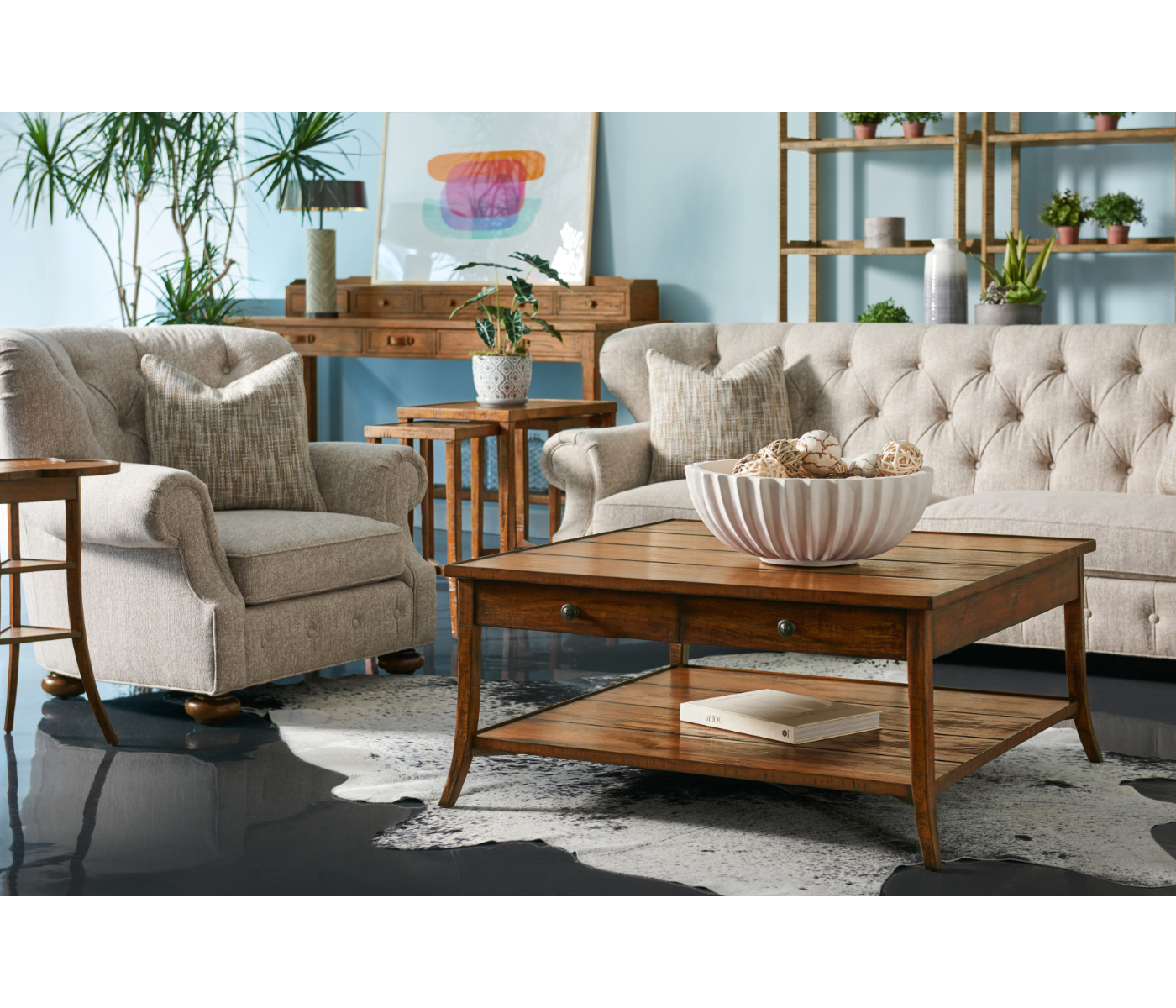 Trefoil Side Table with Rustic Grey