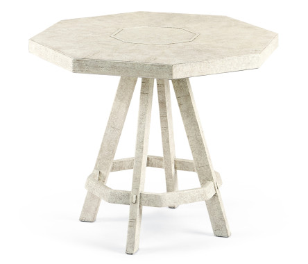 Whitewash Driftwood Side Table with Octagonal Top
