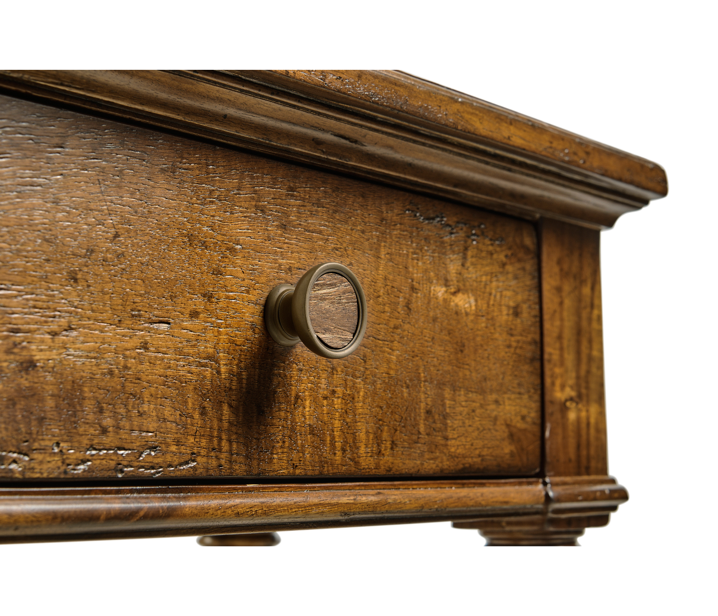 Country Walnut Parquet Double Console Table