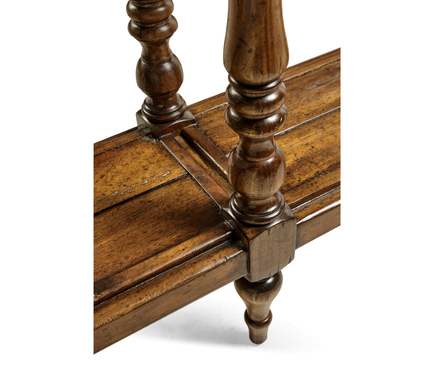 Country Walnut Parquet Double Console Table