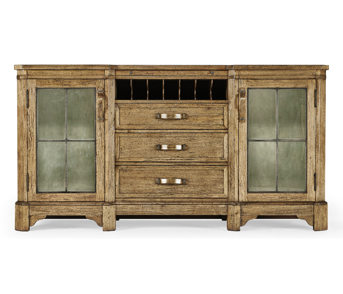 Plank Medium Driftwood Low Cabinet & Wine Rack with Strap Handles