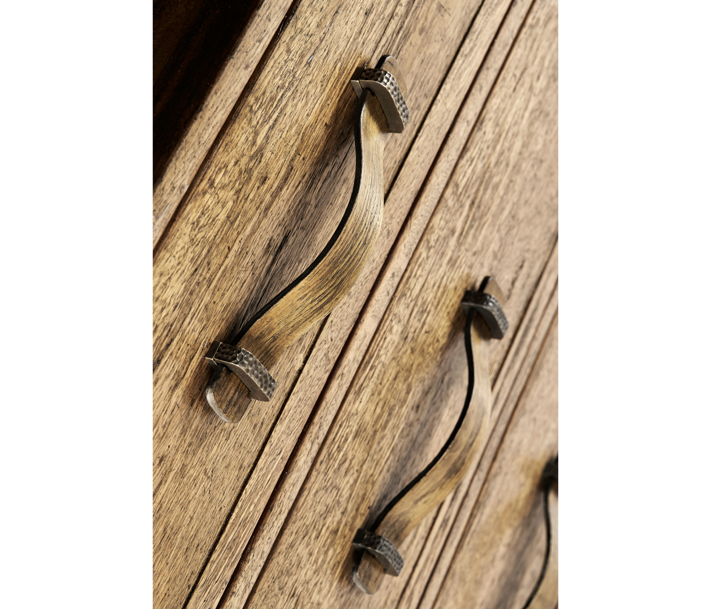 Plank Medium Driftwood Low Cabinet & Wine Rack with Strap Handles