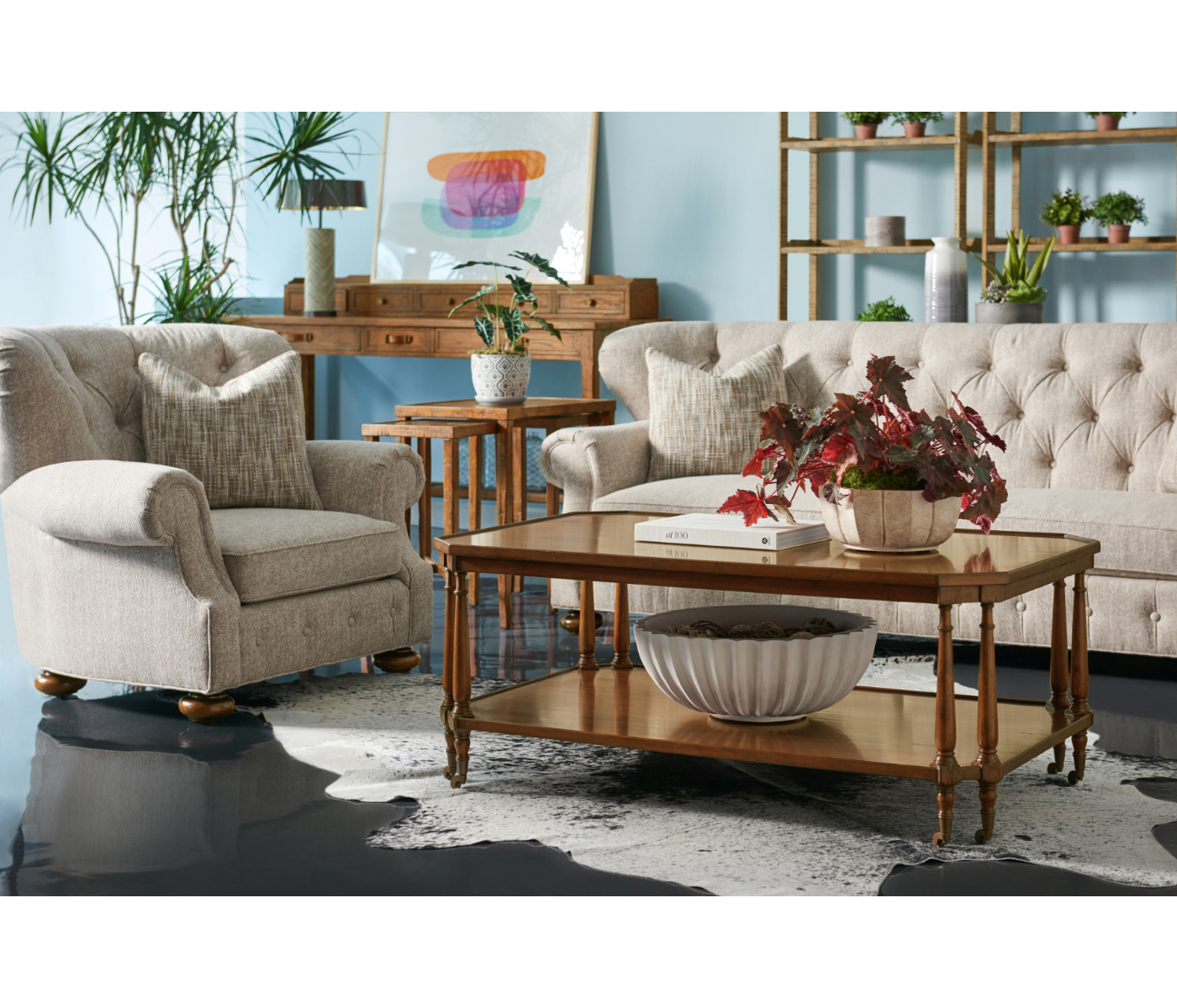 Rustic Grey Plank Buffet with Strap Handles