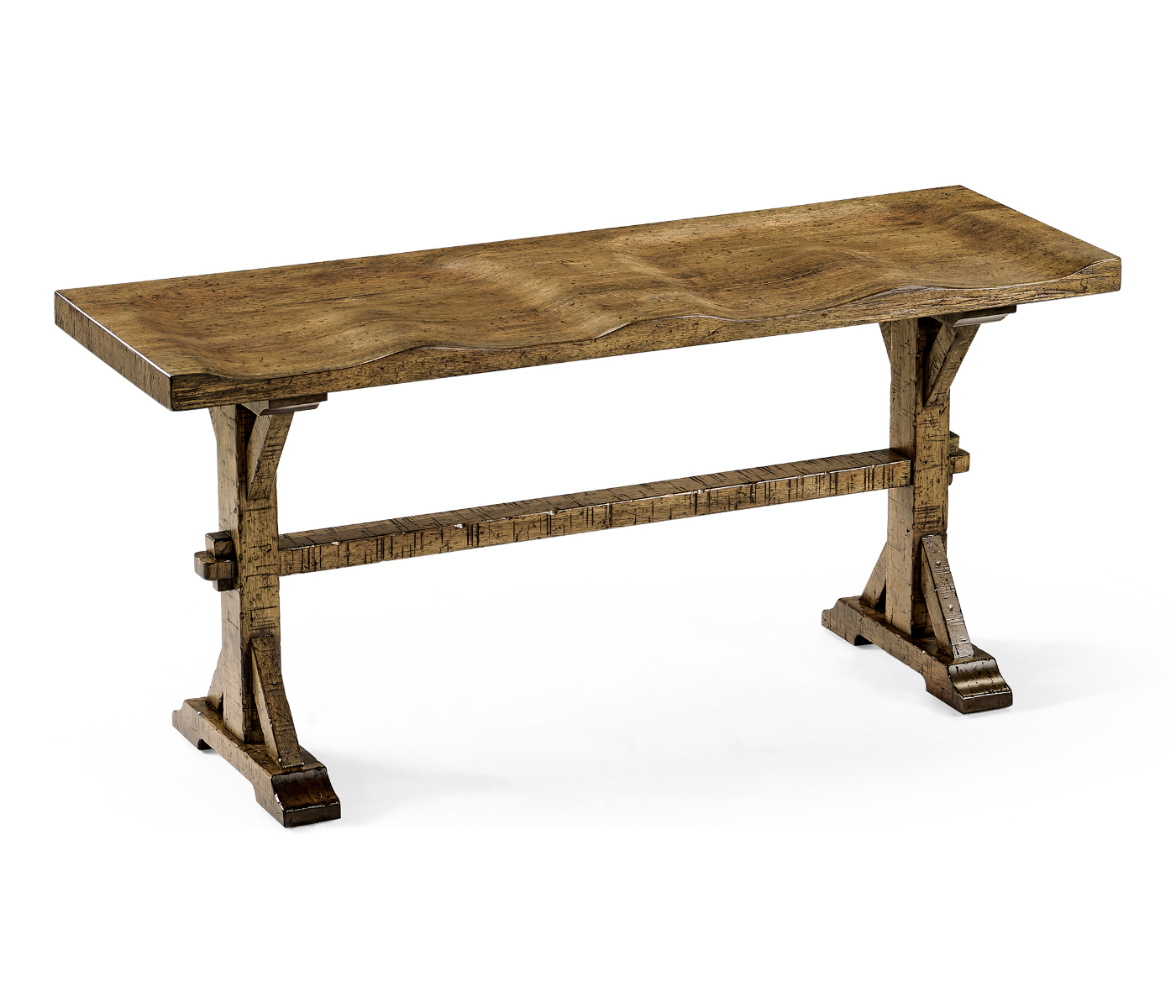 Casual Narrow Medium Driftwood Topped Bench