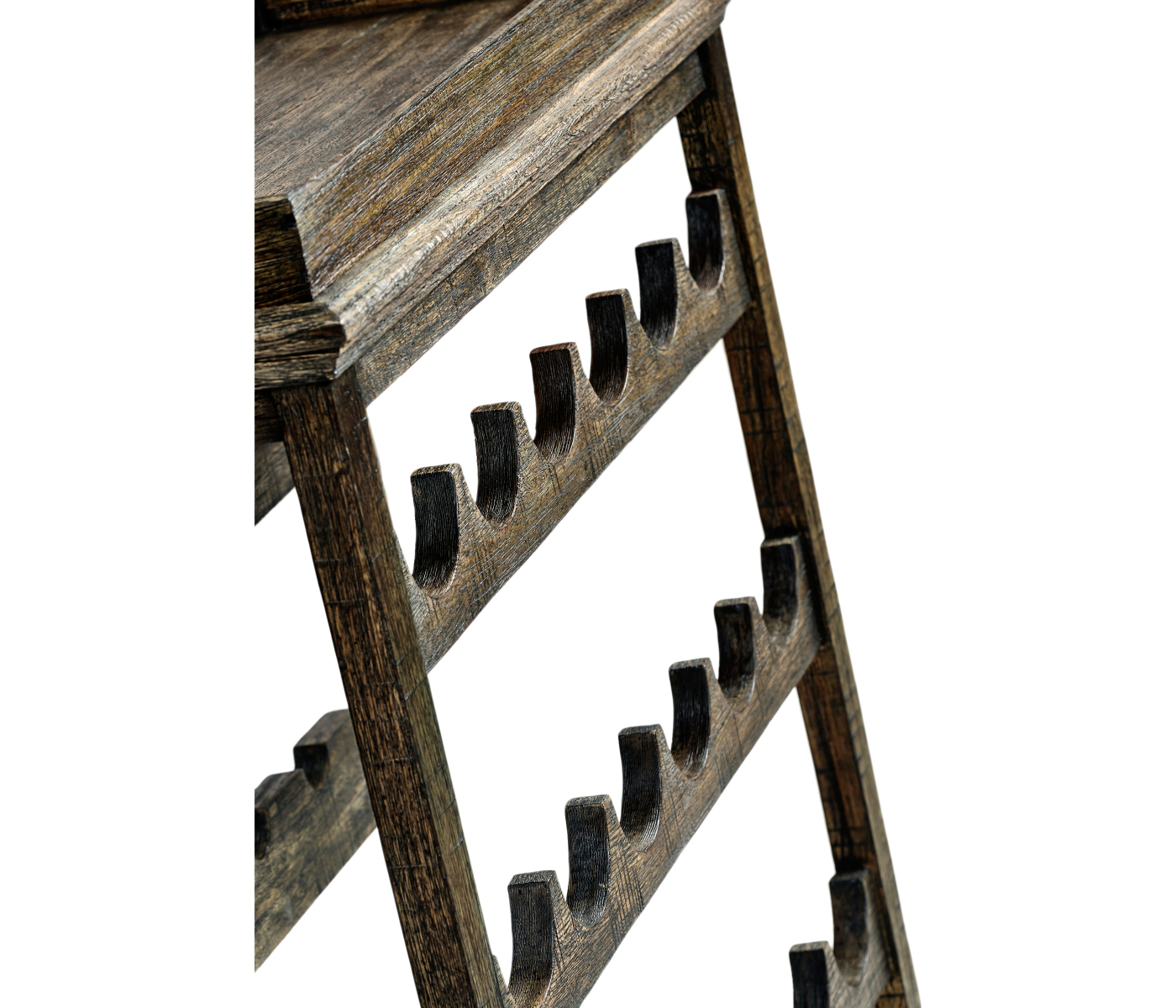 Dark Driftwood Four-Tier Wine Shelf