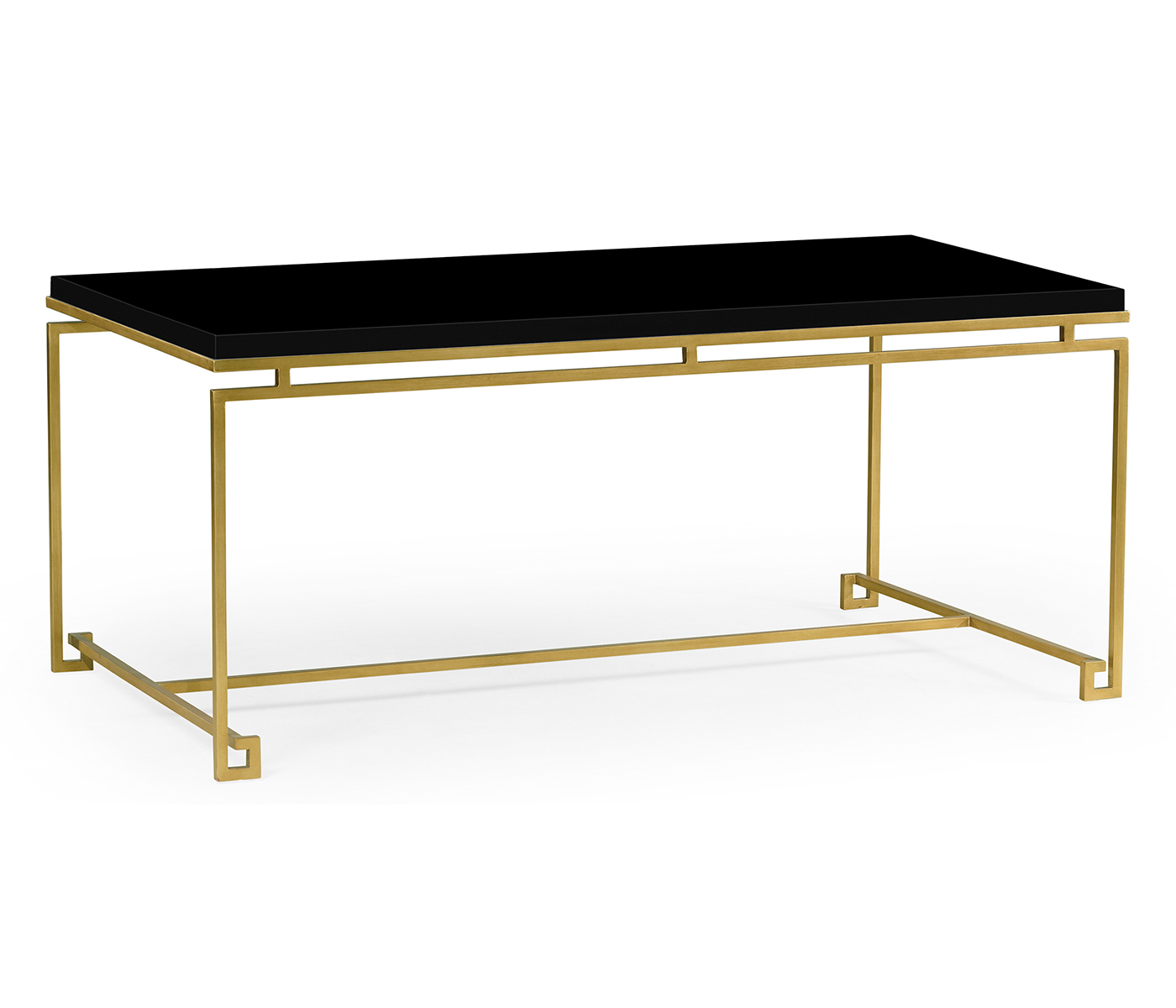 Gilded Iron Rectangular Coffee Table with Smoky Black Top