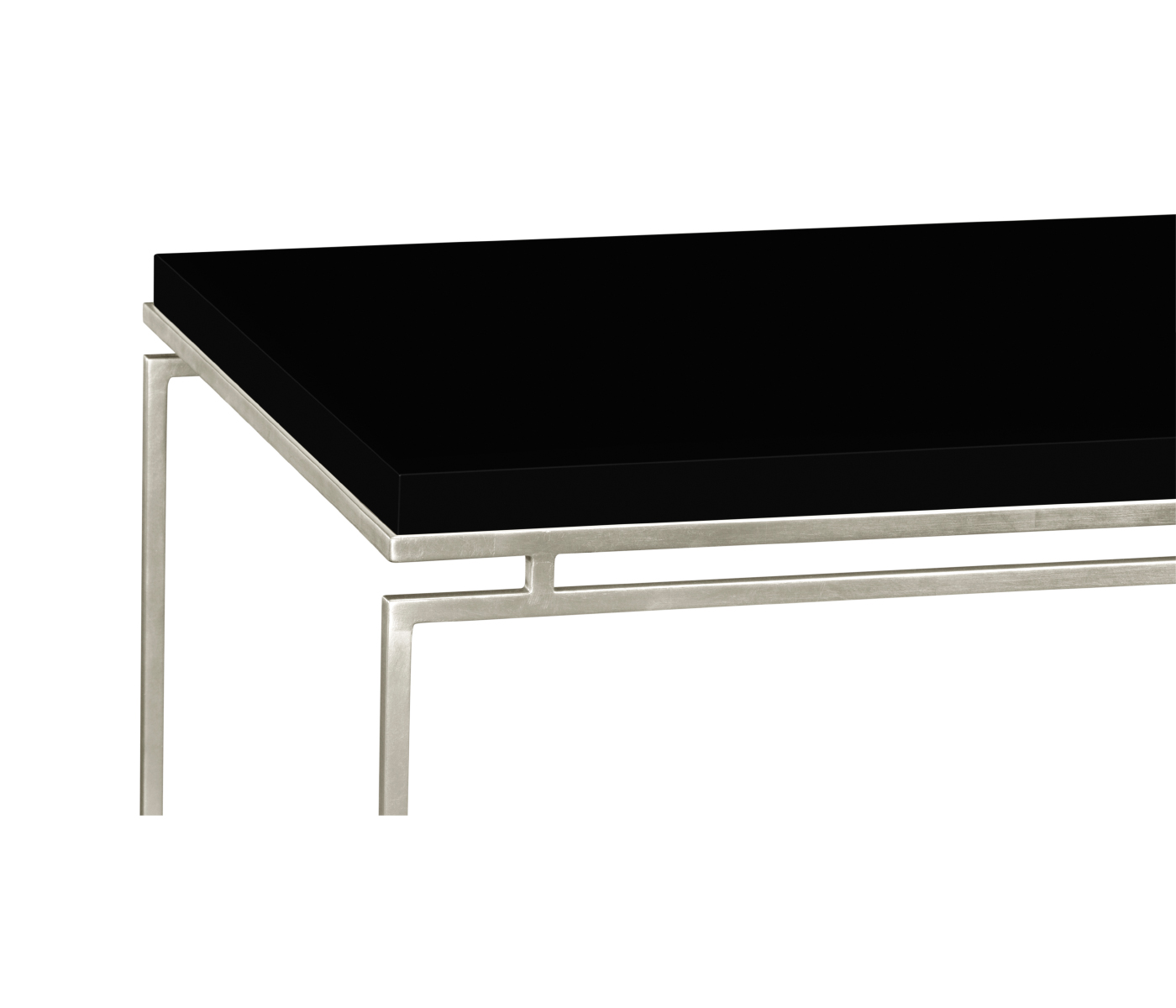 Silver Iron Rectangular Coffee Table with Smoky Black Top