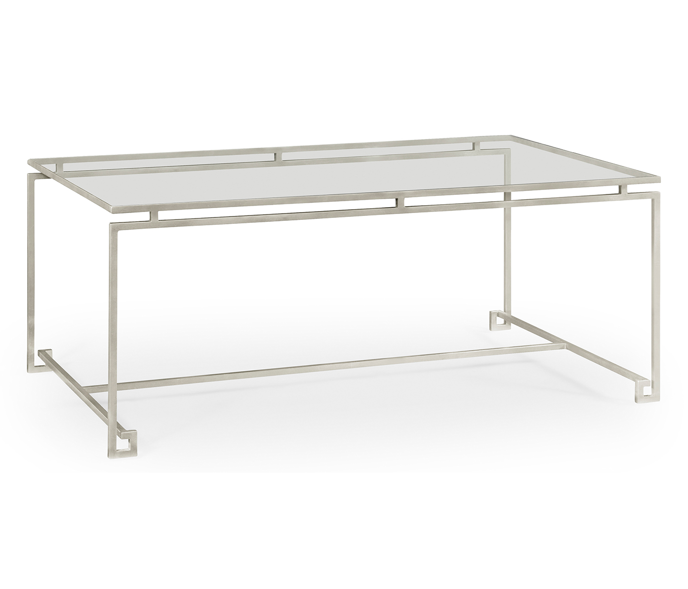 Silver Iron Rectangular Coffee Table with A Clear Glass Top