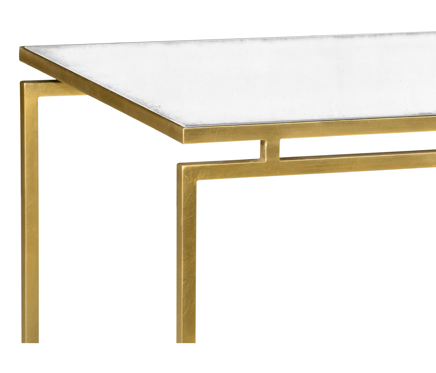 Gilded Iron Rectangular Side Table with An Antique Glass Top