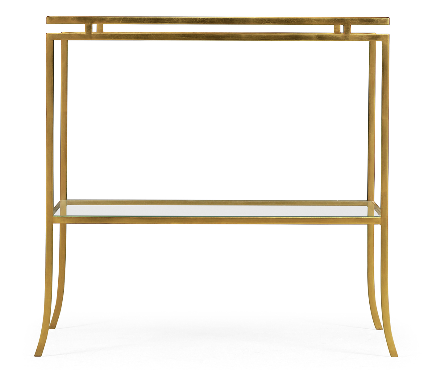 Gilded Iron Rectangular Side Table with A Clear Glass Top