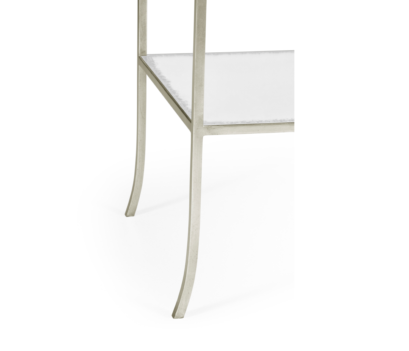 Silver Iron Rectangular Side Table with Antique Glass Top