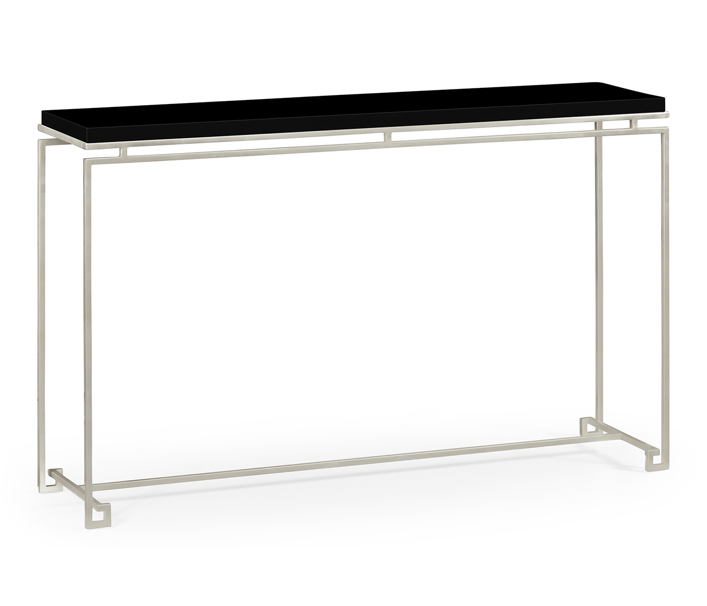 Silver Iron Large Console Table with Smoky Black Top