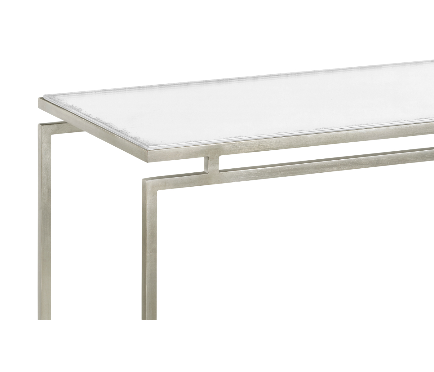 Silver Iron Large Console Table with An Antique Glass Top