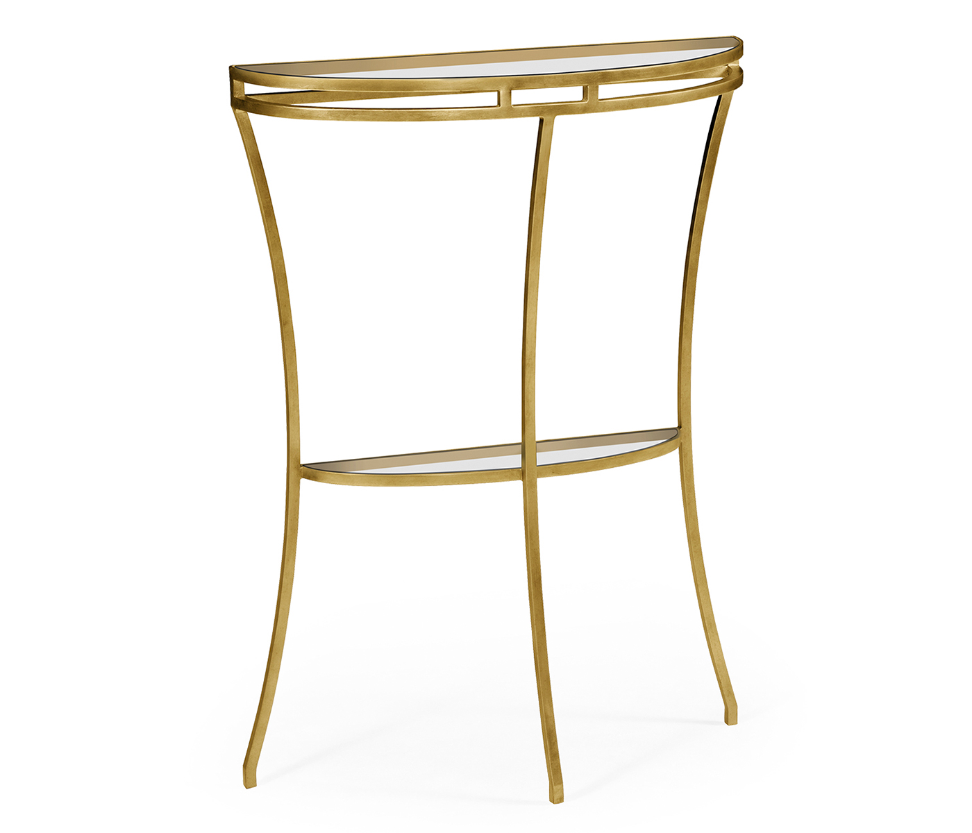 Gilded iron demilune console table