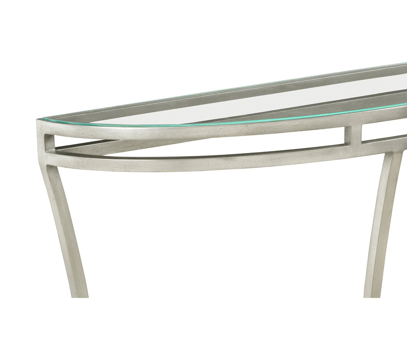 Silver iron demilune console table