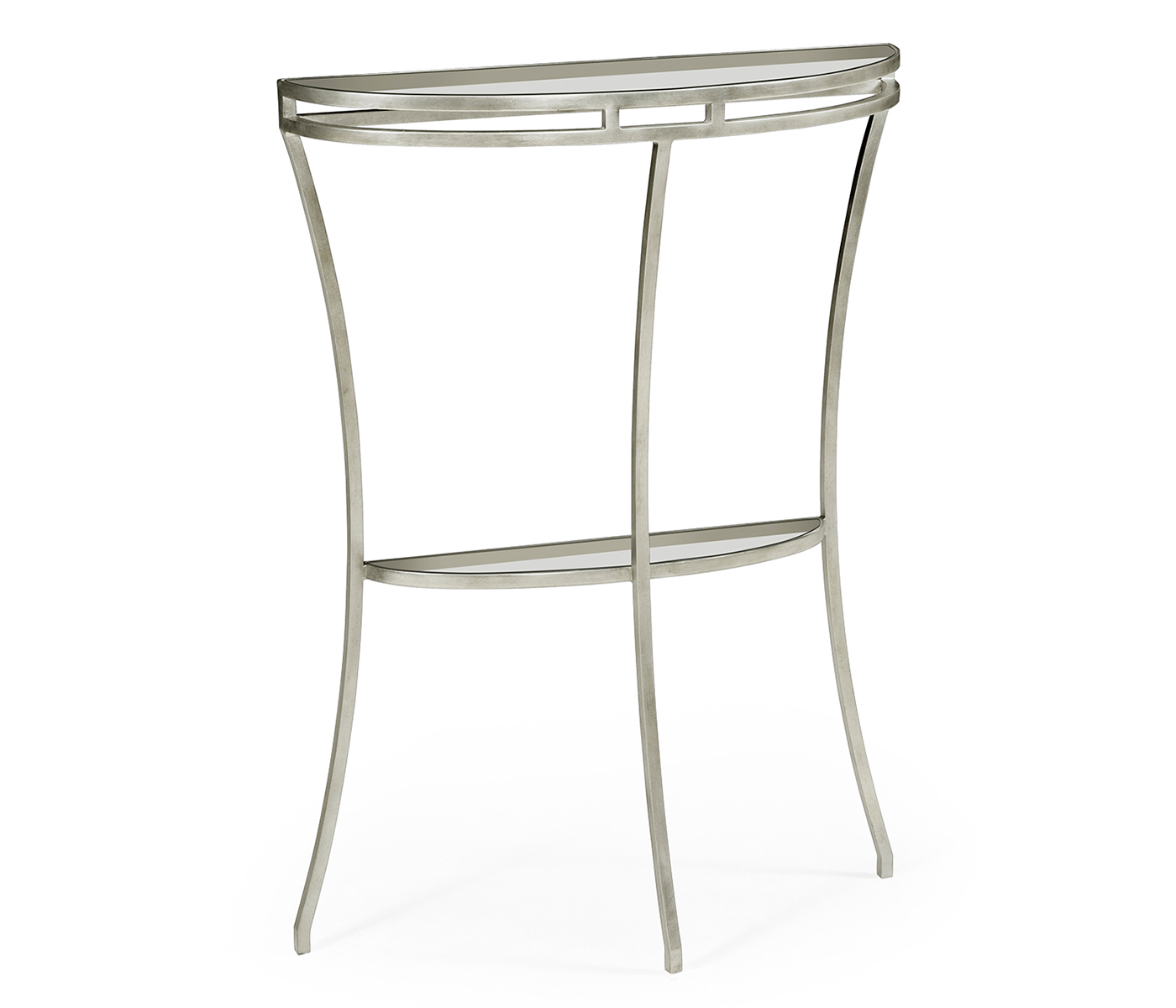 Silver iron demilune console table