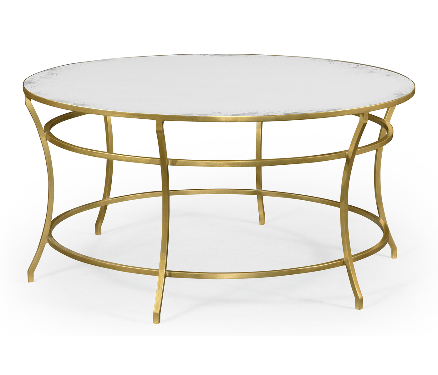 Gilded Iron Round Coffee Table with An Antique Glass Top