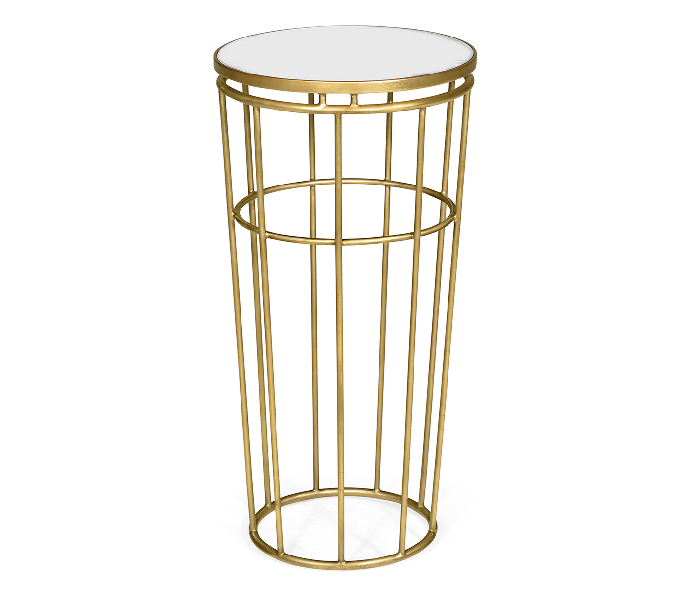 Gilded Iron Round End Table with An Antique Glass Top