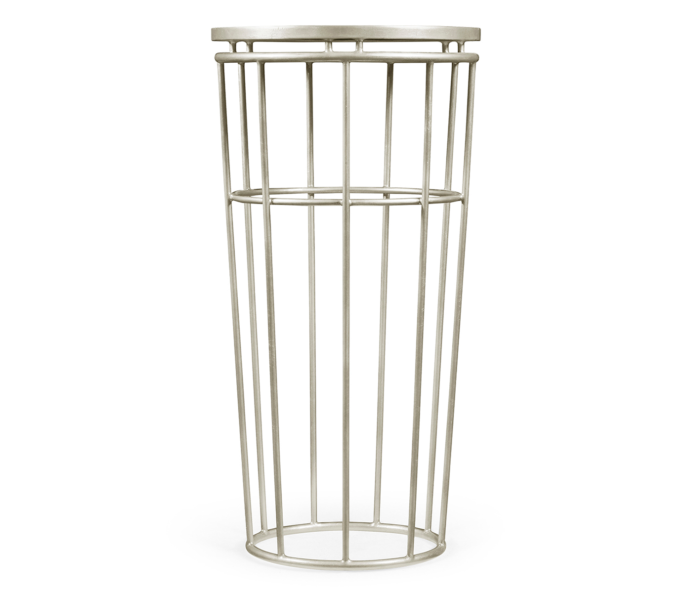 Silver Iron Round End Table with A Black Glass Top