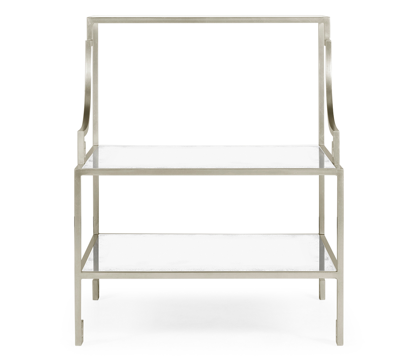 Three-tier silver iron end table