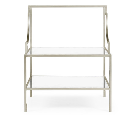 Three-tier silver iron end table