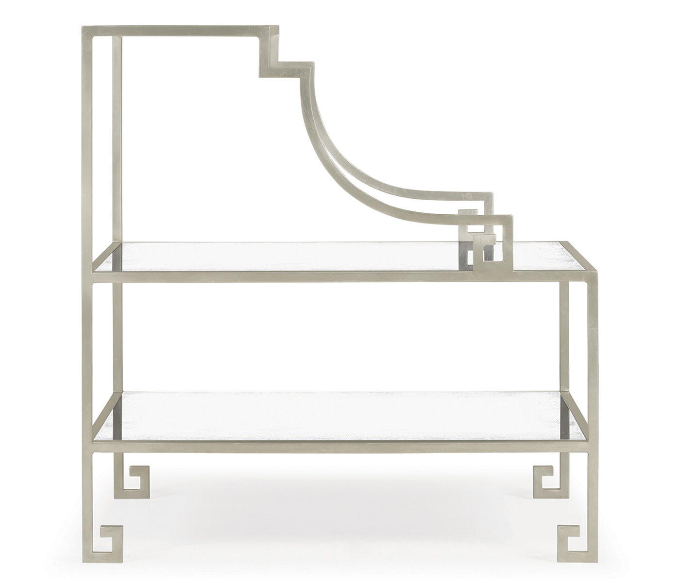 Three-tier silver iron end table