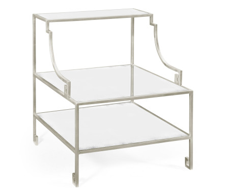 Three-tier silver iron end table
