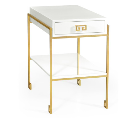 Gilded Iron End Table with Biancaneve Drawer