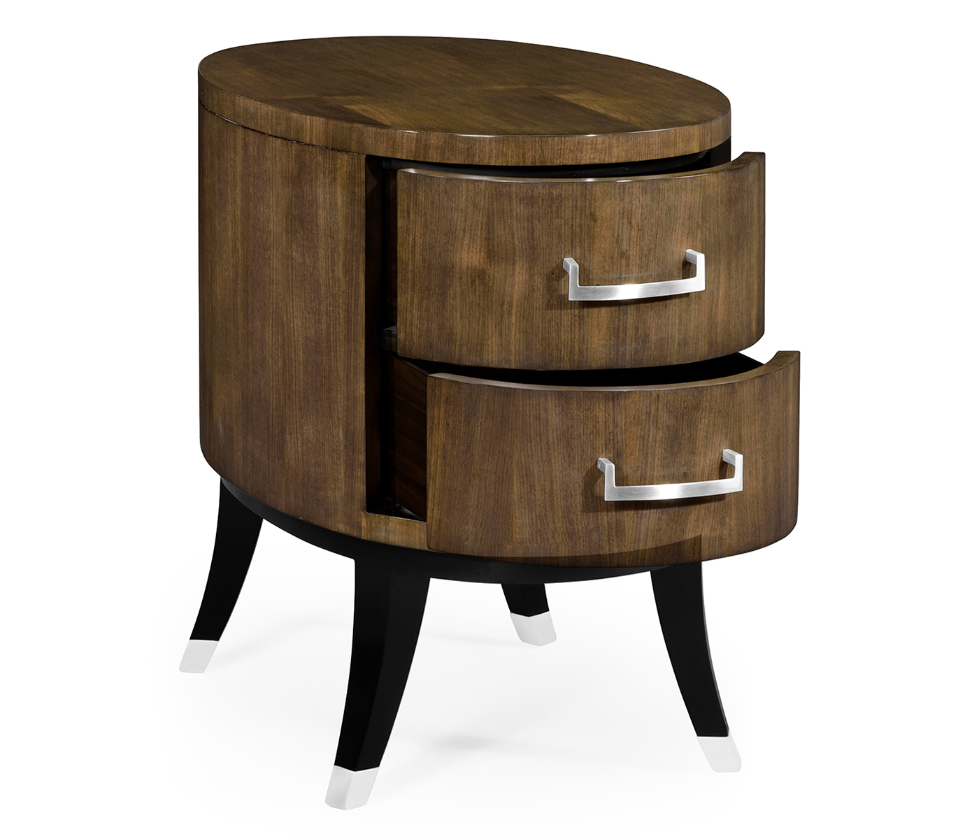 Oval chest of drawers in American walnut