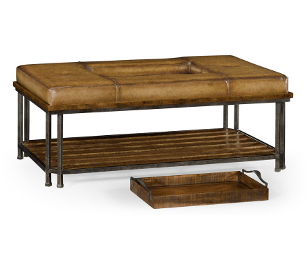 Country Walnut Cocktail Ottoman