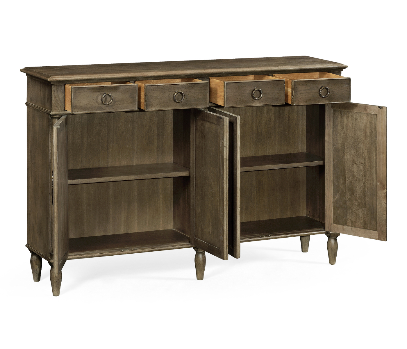 Dark Grey Chestnut Double Narrow Cabinet with Twin Cupboards