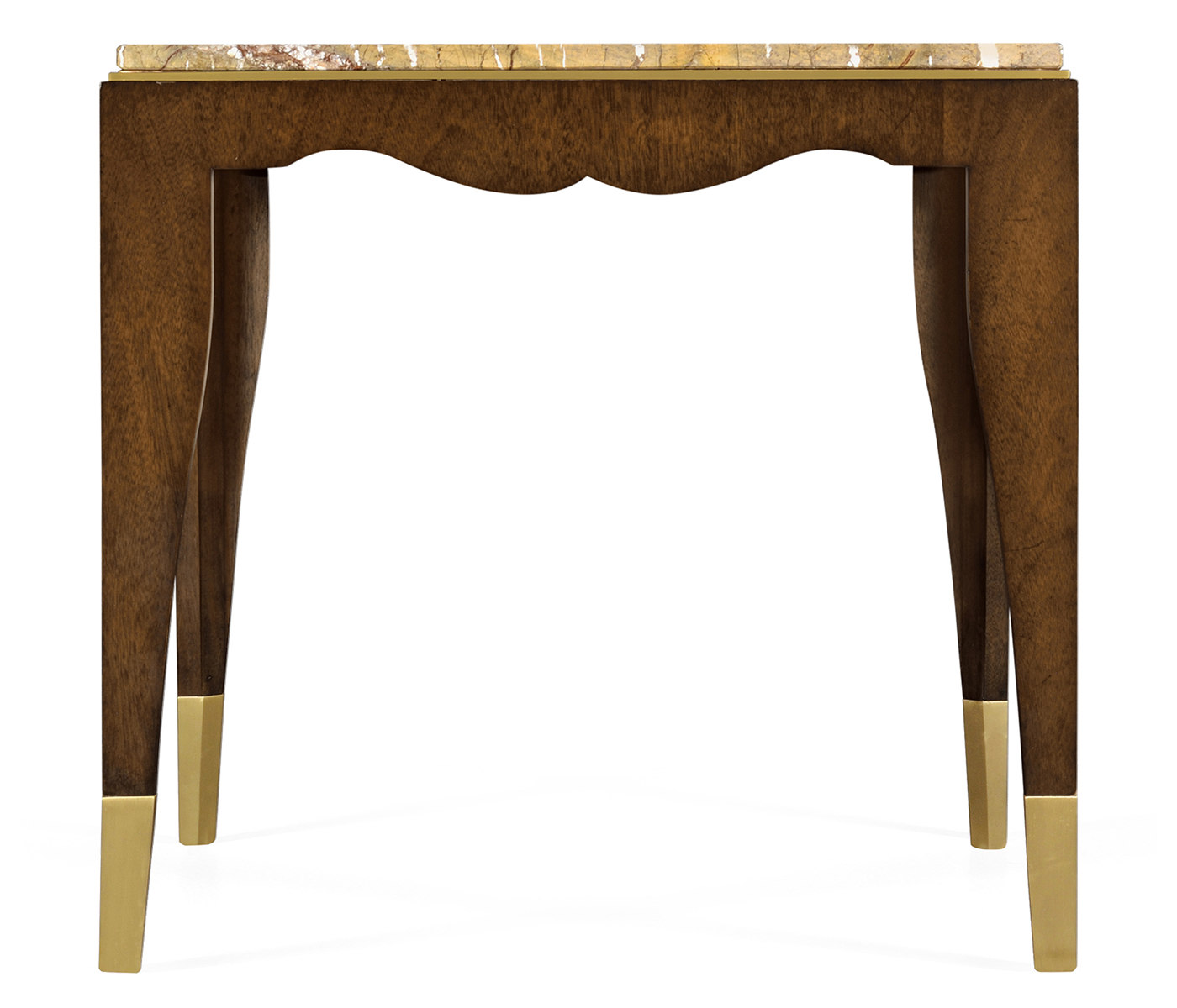 Mahogany square side table with Bidasar Gold marble top