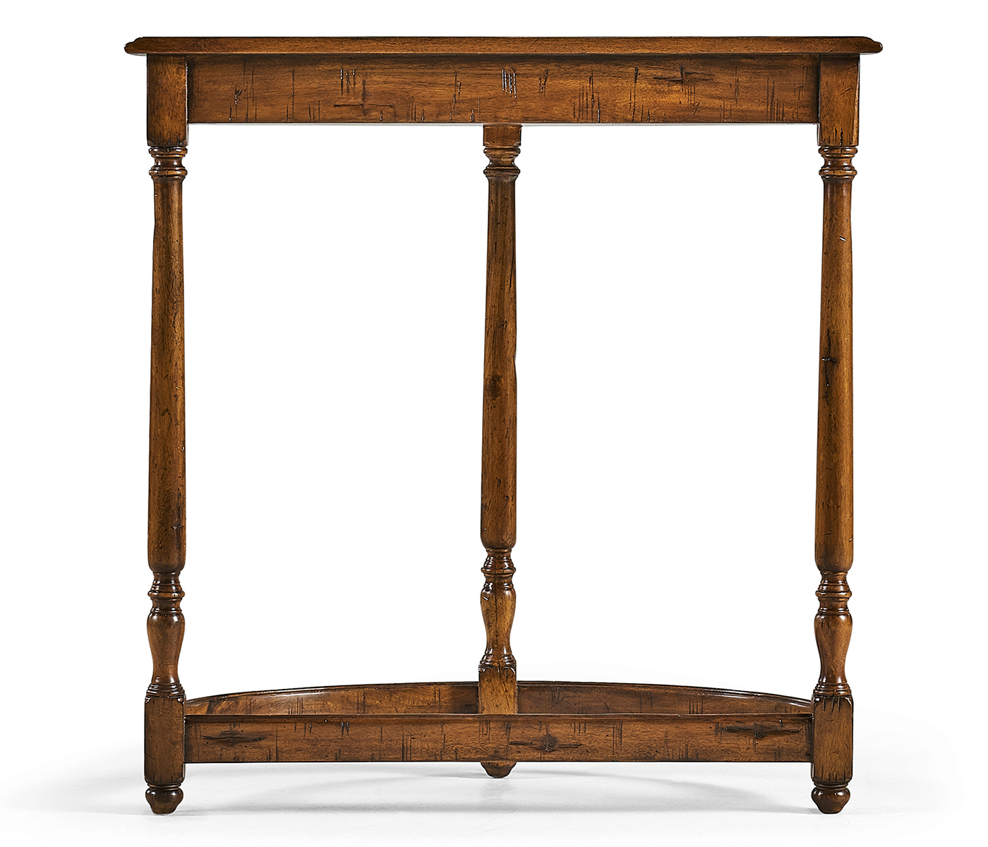 Country Walnut Demilune Console Table
