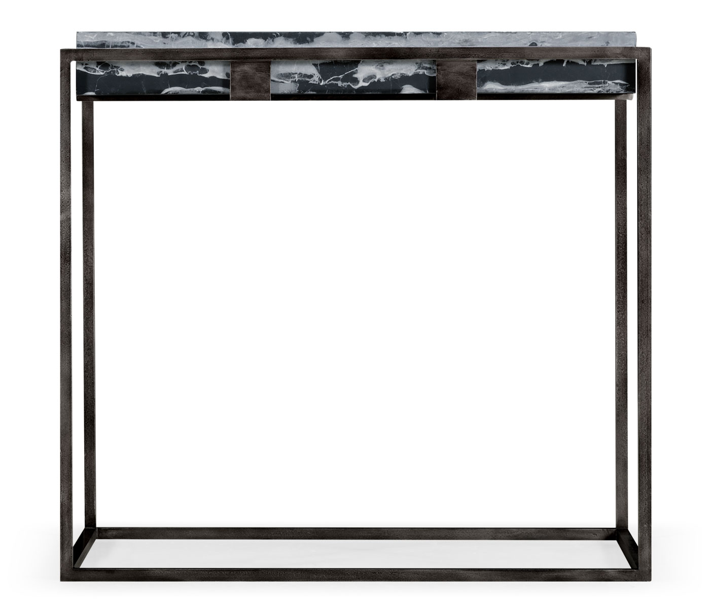 Rectangular Iron End Table with a Black Marble Top