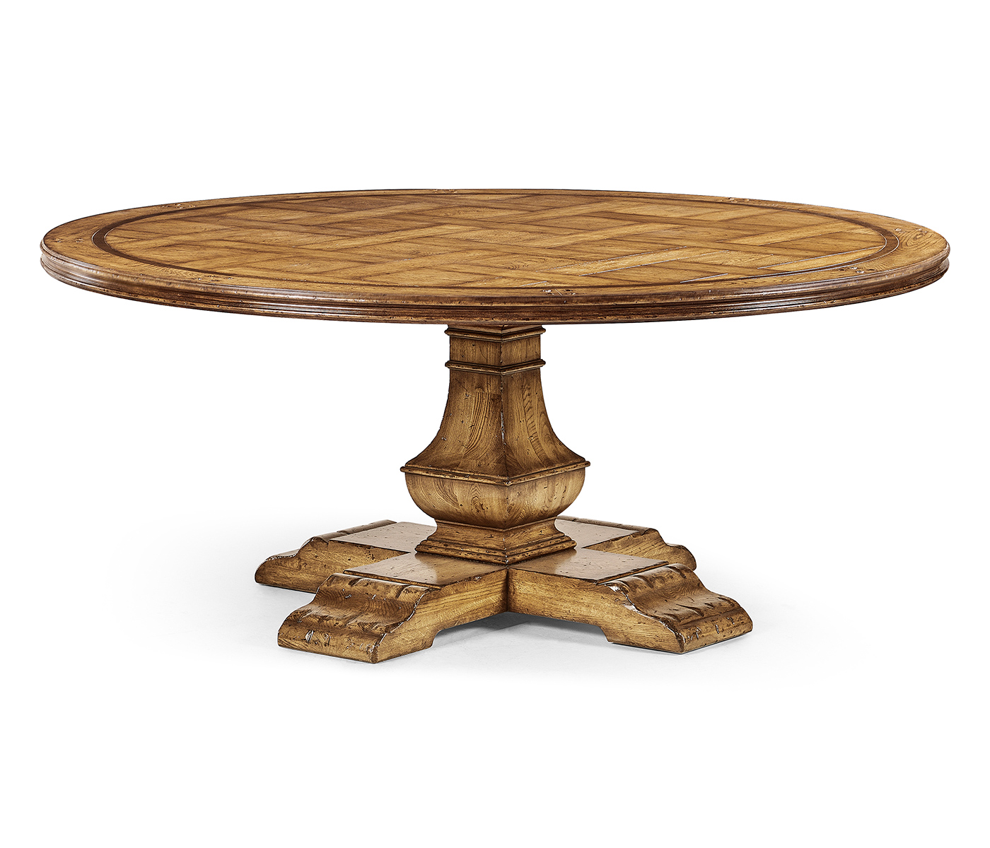 72'' Round Light Brown Chestnut Dining Table