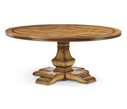 72'' Round Light Brown Chestnut Dining Table
