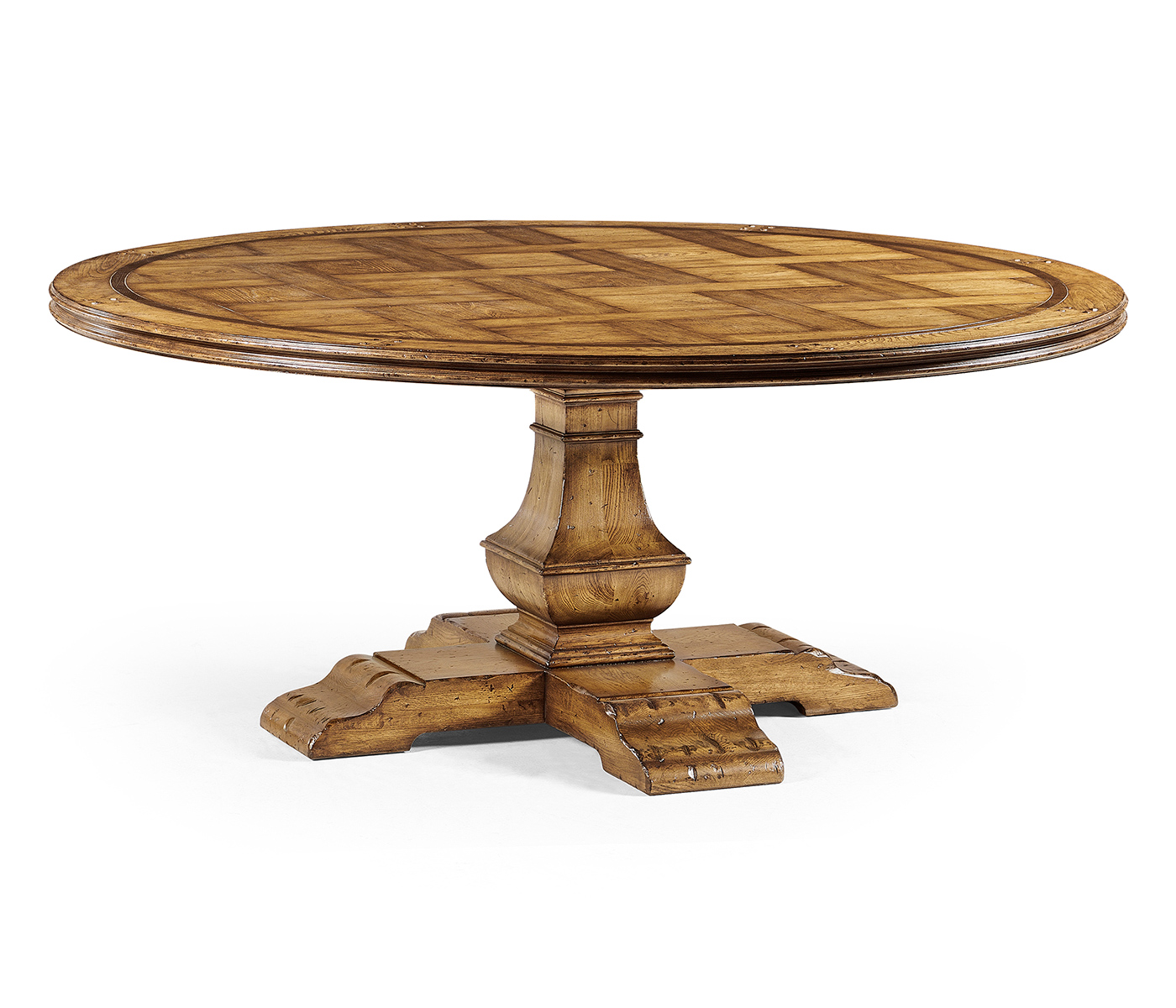 72'' Round Light Brown Chestnut Dining Table
