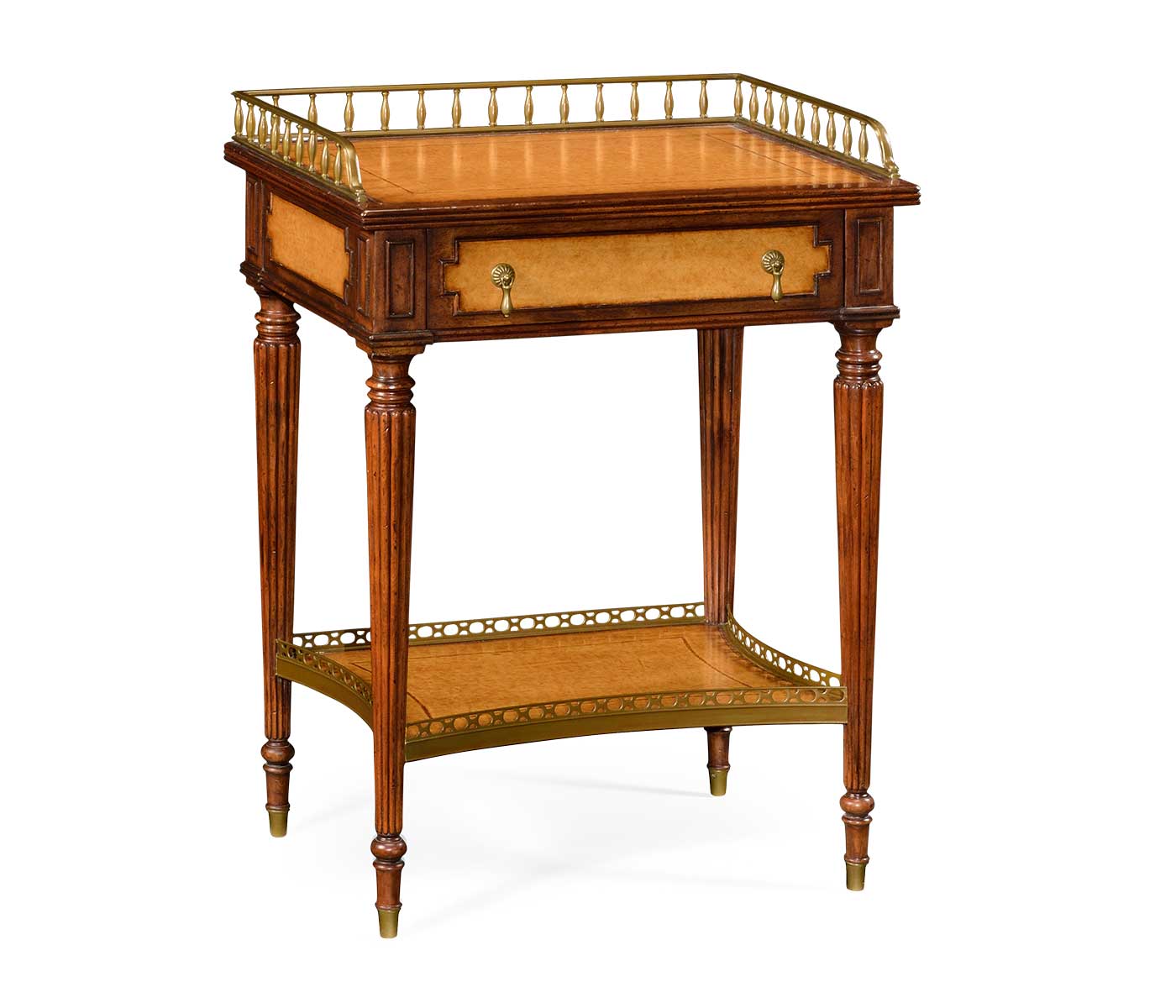 Lamp or bedside table with inset leather