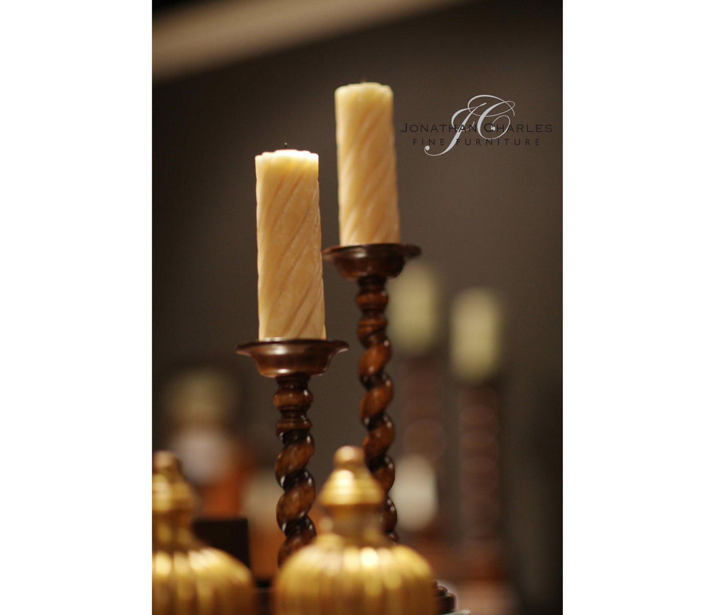 Pair of Twisted Walnut Candlesticks