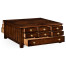 Square parquet coffee table with 14 drawers