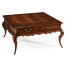 Square French provincial walnut coffee table