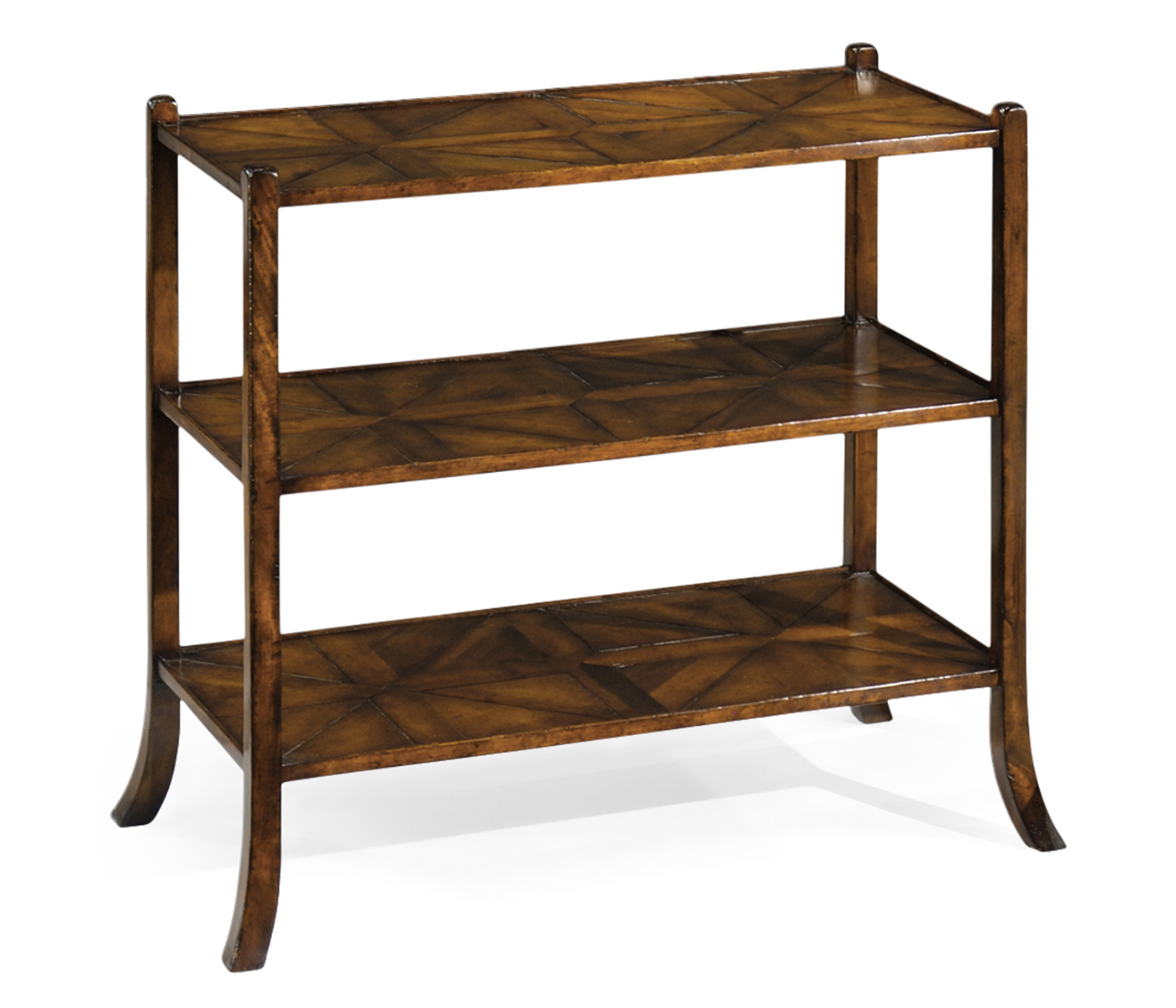 Wide Parquet Three-Tier Shelf